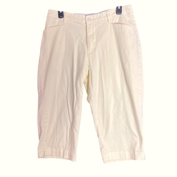 Lee Capri Pants Womens 14 Petites Yellow Comfy Stretch Casual Fall Spring - Picture 2 of 14